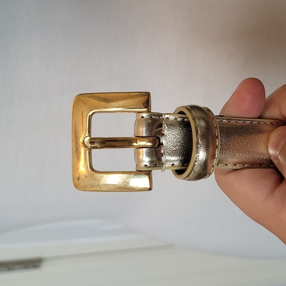 Goldtone Leather Embellished Belt - Picture 3 of 4